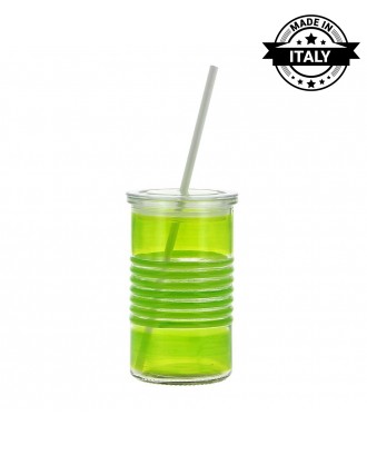 Pahar din sticla cu pai, 440 ml, verde, Jolla - SIMONA'S COOKSHOP